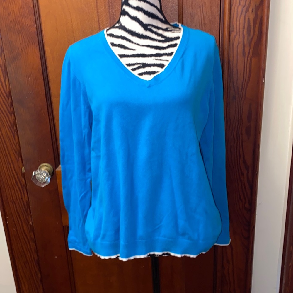 Boden Bright Turquoise V-Neck Sweater